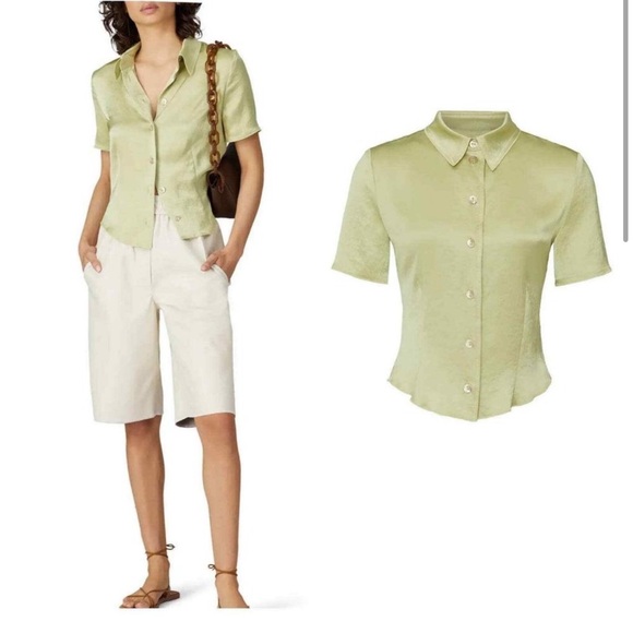 Nanushka Clare Satin Button Down - Picture 1 of 6